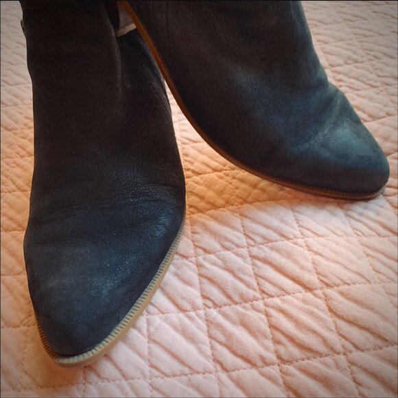 FRANCO SARTO -  Laslo Black leather Ankle Bootie pointed toe side zip -  8,5 - Picture 5 of 9